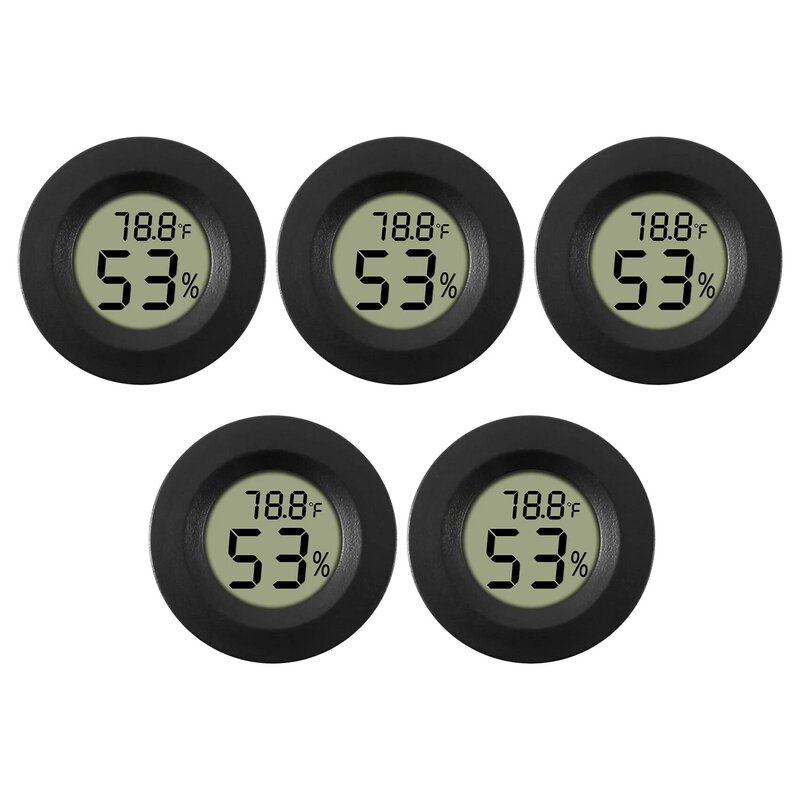5-pack Hygrometer Thermometer Digital LCD Monitor Humidity Meter Gauge for Humidifiers Dehumidifiers Gre