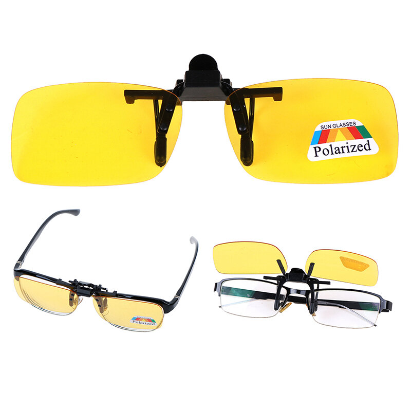 Óculos de condução polarizados clip-on, alta qualidade, dia e visão noturna, lente flip-up, UV400, óculos de sol para fora, unisex, 1 pc