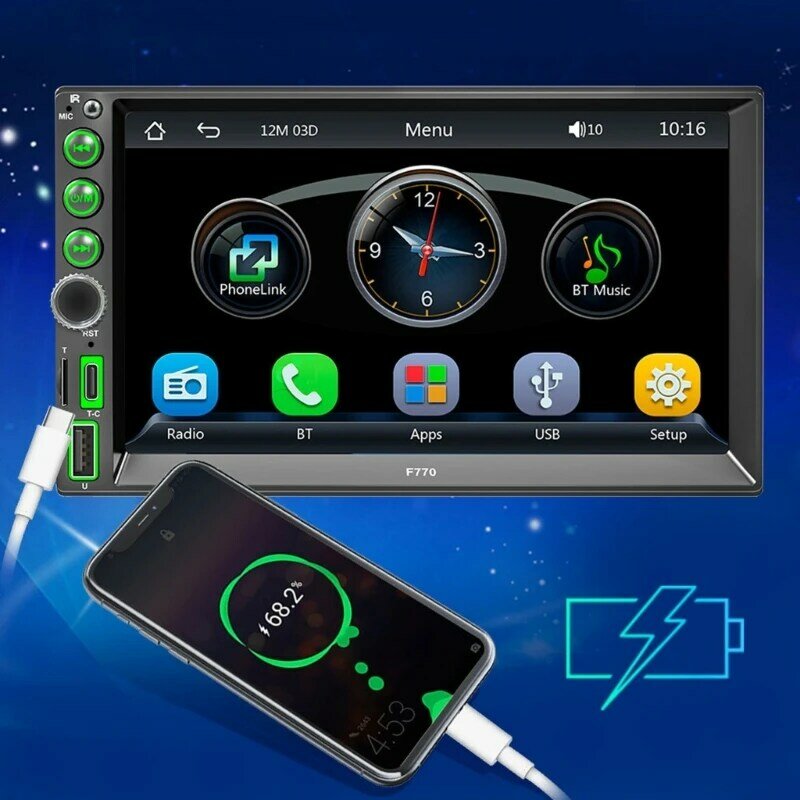 Reproductor MP5 7 pulgadas Radio FM-AM Estéreo para automóvil-Pantalla táctil LCD multimedia automática