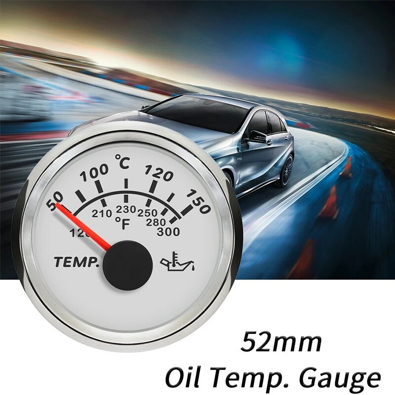 Medidor de temperatura de aceite Universal, resistente al agua, 52mm, 50-150 ℃, con retroiluminación roja, 12V, 24V, para coche, barco, yate