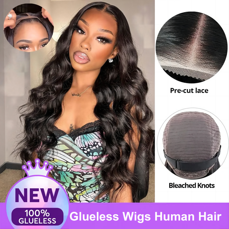 Glueless corpo onda peruca de cabelo humano, perucas dianteiras do laço, perucas encaracoladas, 4x4, 5x5, fechamento de laço HD, pronto para usar, 13x4, 13x6, à venda