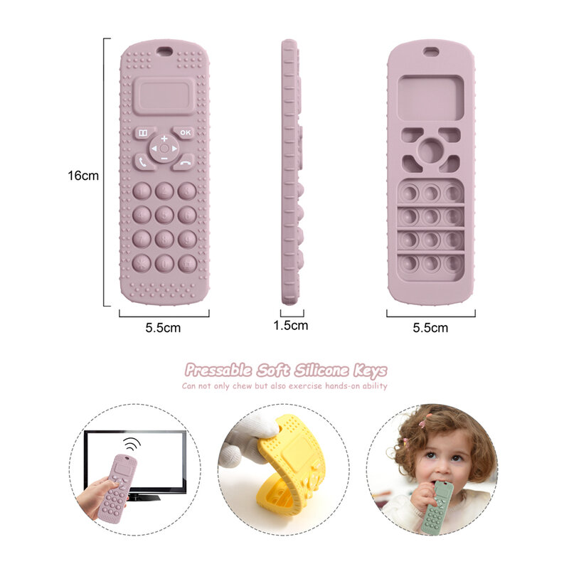 Silicone TV Remote Control Shape Teethers para crianças, Food Grade Teething Toy, itens educacionais sensoriais, itens do bebê, frete grátis