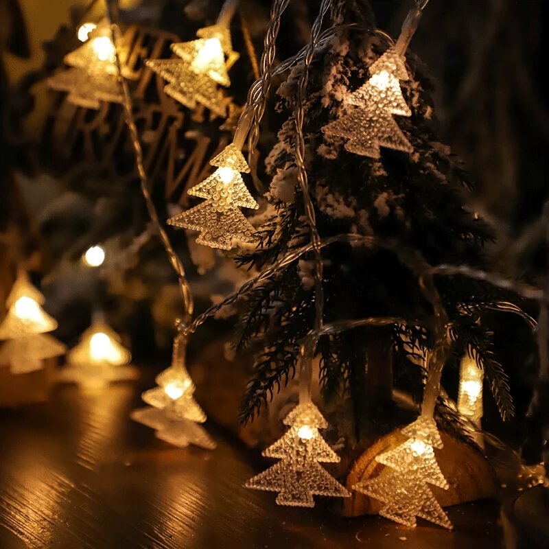 Daya baterai bola LED bintang karangan bunga lampu tali peri lampu rumah ruang pohon Natal liburan pesta pernikahan lampu dekorasi