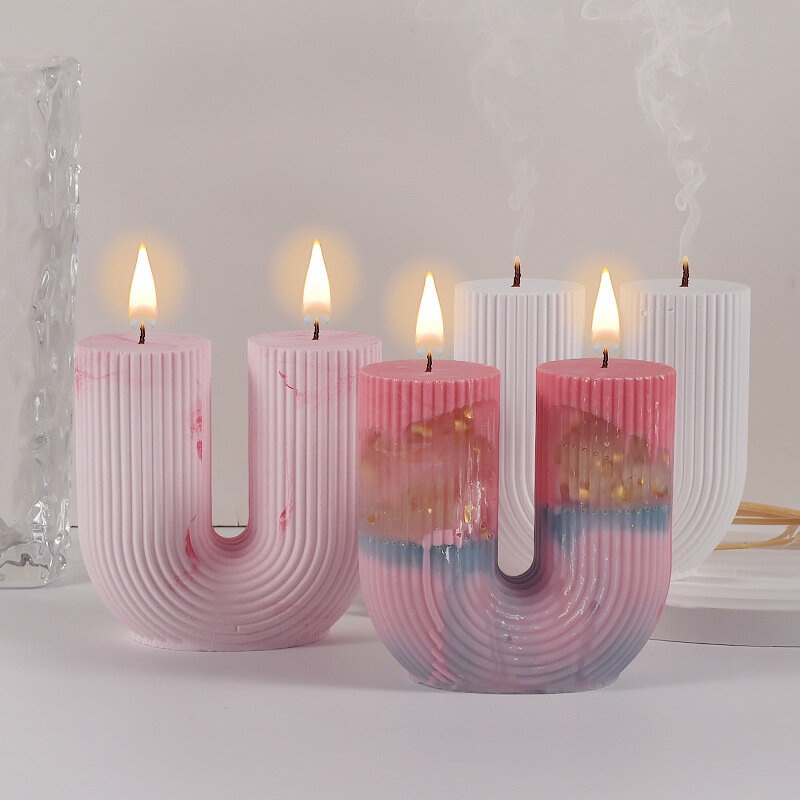 U Shape Candle Silicone Mold DIY Striped Arch Scented Candle Making Wax Mould Plaster Resin Ornament Craft Mold Home Decoration