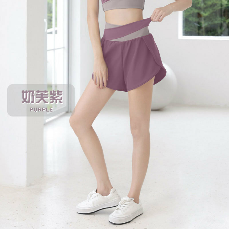 Pantalones cortos deportivos de Yoga para mujer, Shorts transpirables de secado rápido con bolsillos laterales, antibrillo, dos piezas