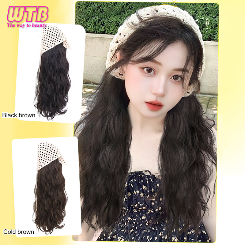 WTB Synthetic Long Curly Triangle Hairband Wig Female Integrated Natural Fluffy Pastoral Wind Long Curly Wig