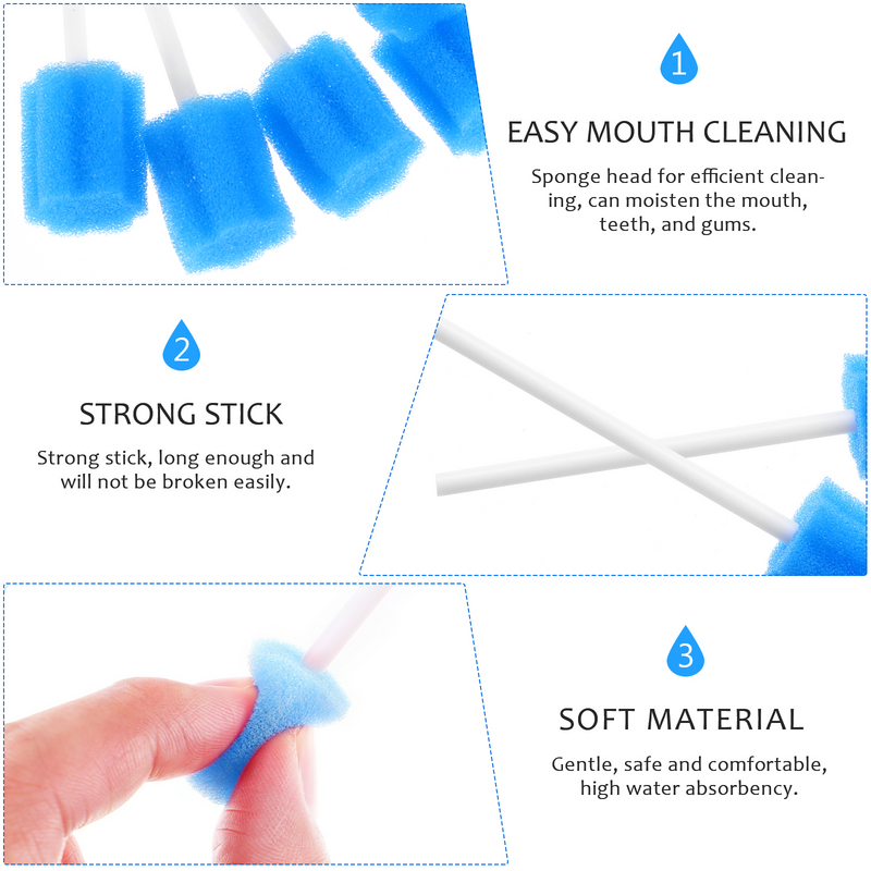 SUPVOX 100pcs Mouth Care Swabs Disposable Sponge Mouth Swabs Mouth Cleaning Sponge Mouth Oral Care Swabs