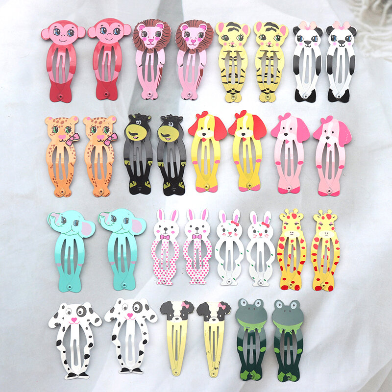 30-100Pcs Korean Cartoon Animal Fruit Hairpin For Kids Baby Cute Candy Color Metal Snap Hair Clip For Girls Hair Accessories