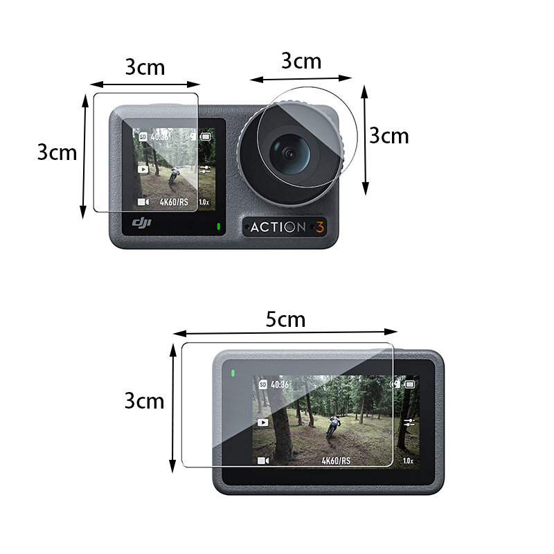 Tempered Glass Flim For DJI Osmo Action 3 Front Rear Screen Protector Lens Protective Flim Sports Video Camera Accessories