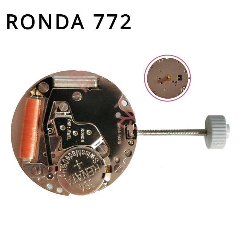 Новые швейцарские оригинальные импортные кварцевые часы с двумя стрелками и механизмом RONDA 772