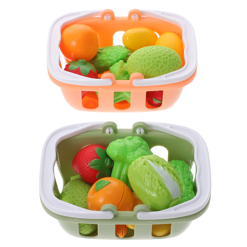2 Sets Childrens Toys Play House Simulation Mini Shopping Baskets Handheld Kid Kids Vegetable Fruit