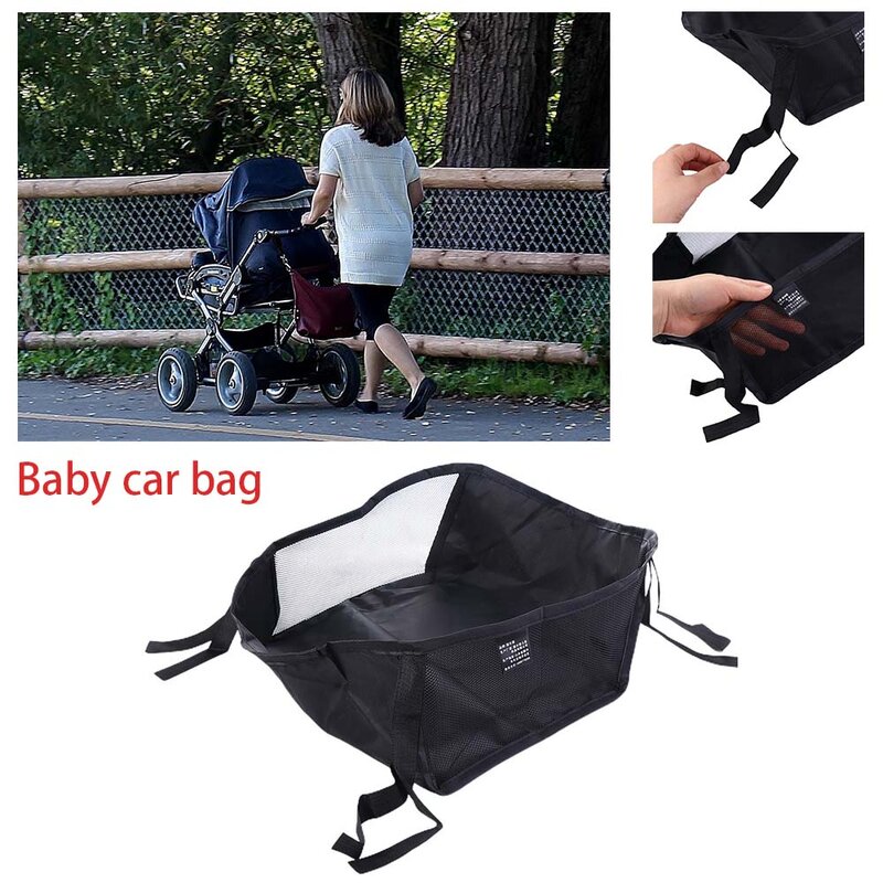 Portable Baby Stroller Basket Newborn Stroller Hanging Basket Infant Stroller Accessories Pram Bottom Basket Organizer Bag