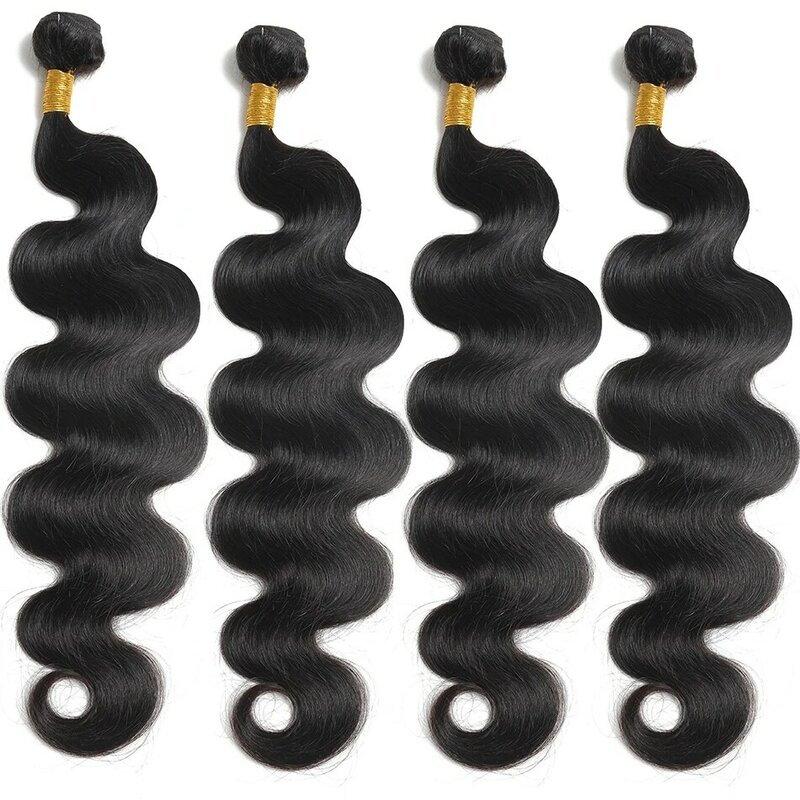 Brazilian Body Wave Human Hair Bundles Natural Hair Weave 3/4 Bundles Deal 8-28Inch Machine Double Weft Bundles Hair Extensions