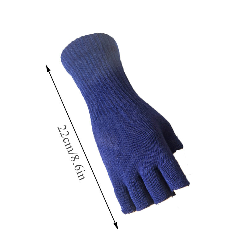 1Pair Half Finger Fingerless Gloves Men's And Women's Winter Warm Solid Color Knitted Half-finger Woolen Outdoor Mittens