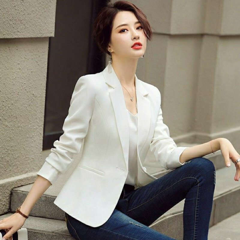 Blazers Long Sleeve Jacket Solid Coat Fashion Elegant Casual Single-breasted Chic Basic Clothing Tops Spring Autumn