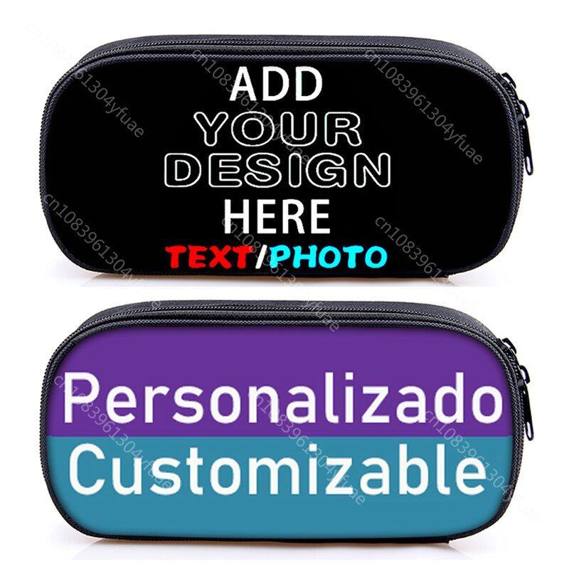 Custom Logo Photo Cosmetic Case Pencil Bag Personalized Text Name Image Pencil Box Stationary Bags Pen Storage Bag Gift
