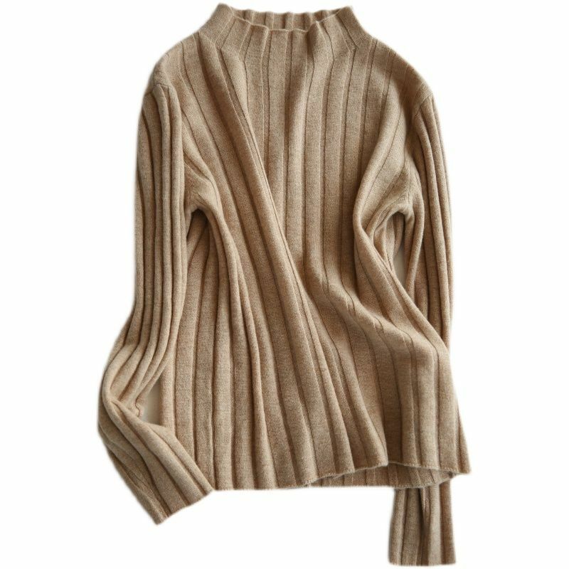 Women 2022 Autumn Winter Slim Knitting Sweater Pullovers Tops Solid Color Office Lady Elegant Popularity Korean Bottoming Shirts