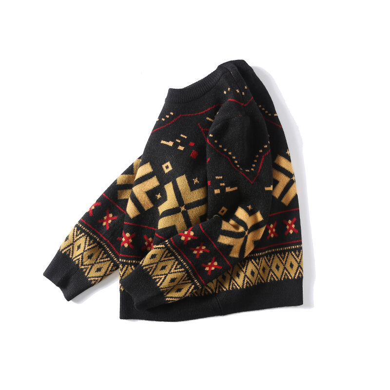 Японский винтажный плотный винтажный жаккардовый свитер для мужчин и женщин