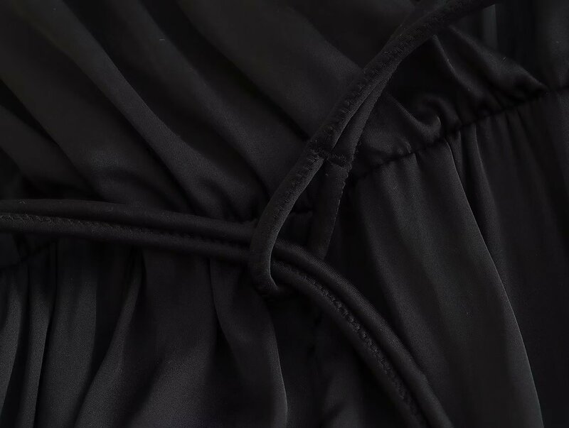 Dave & di-女性のためのエレガントなサテンのジャンプスーツ,ストラップ付きの黒いプリーツスーツ,カジュアルなダンガリー