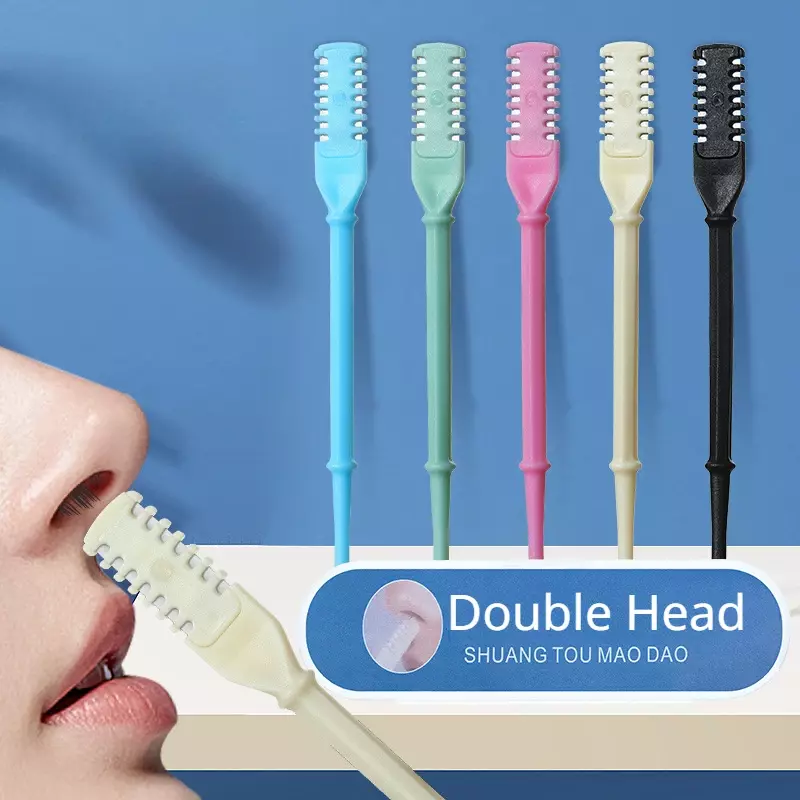 Tagliacapelli Unisex a doppia testa per naso portatile per peli del naso cucchiaio per orecchie strumenti per la pulizia sicurezza manuale 360 tagliacapelli per naso