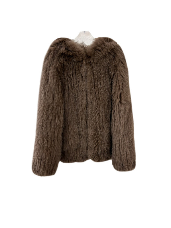 Fur coat hooded short loose version of the single-breasted design warm and comfortable 2024 winter new 0105