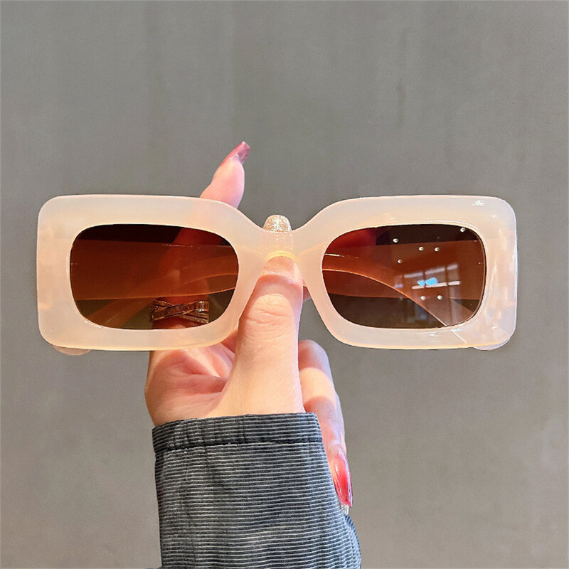 레트로 작은 직사각형 선글라스 남녀, 트렌디한 젤리 컬러 안경 쉐이드, UV400, 남성용 사각형 녹색 보라색 선글라스 2024