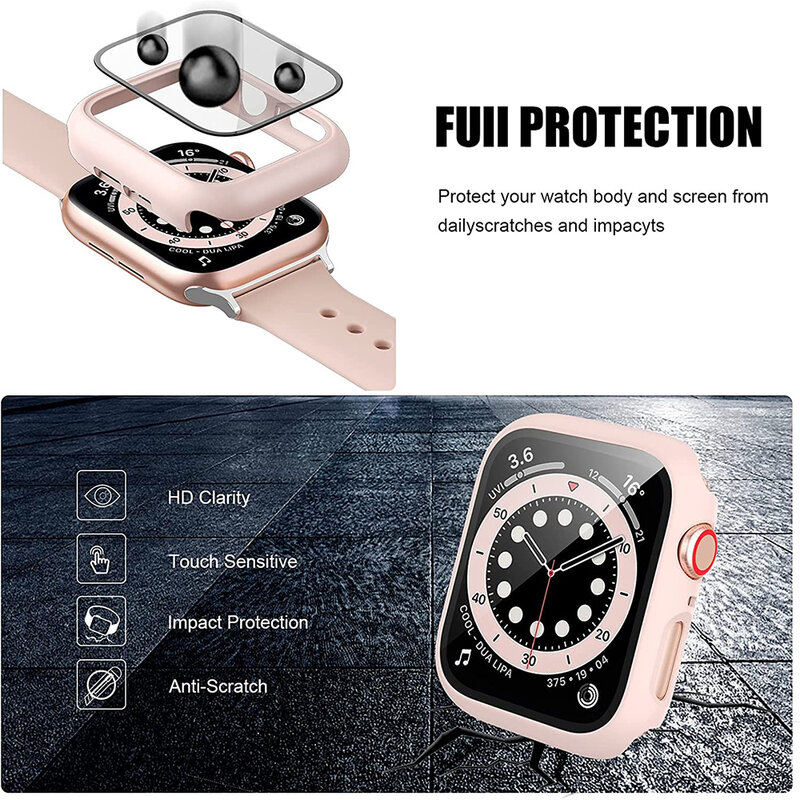 Screen Protector Fall für Apple Uhr Serie 8 7 6 SE 5 4 3 44mm 40mm 45mm iwatch 42mm 38mm glas + abdeckung Apple uhr Zubehör