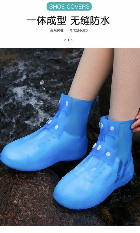Zapatos de lluvia altos para mujer, calzado de suela gruesa antideslizante de fondo suave, impermeable integrado, cuatro estaciones