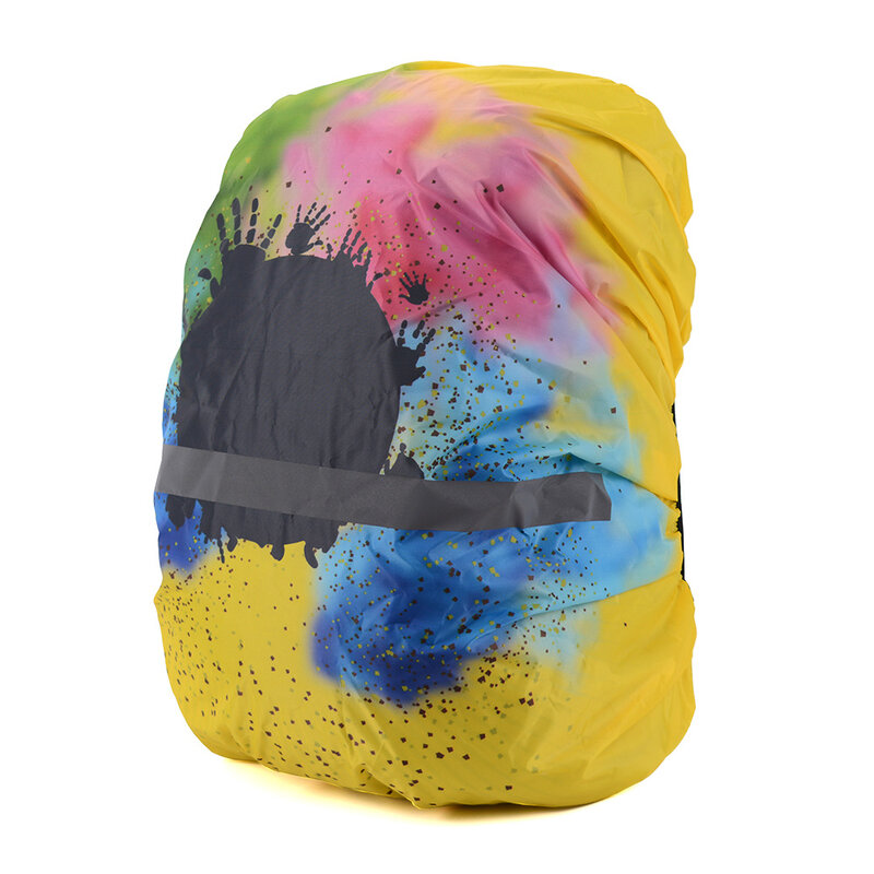 【 P10 】funda impermeable para mochila escolar, estampado colorido con reflectante para viaje nocturno, cubierta de seguridad a prueba de polvo y arañazos