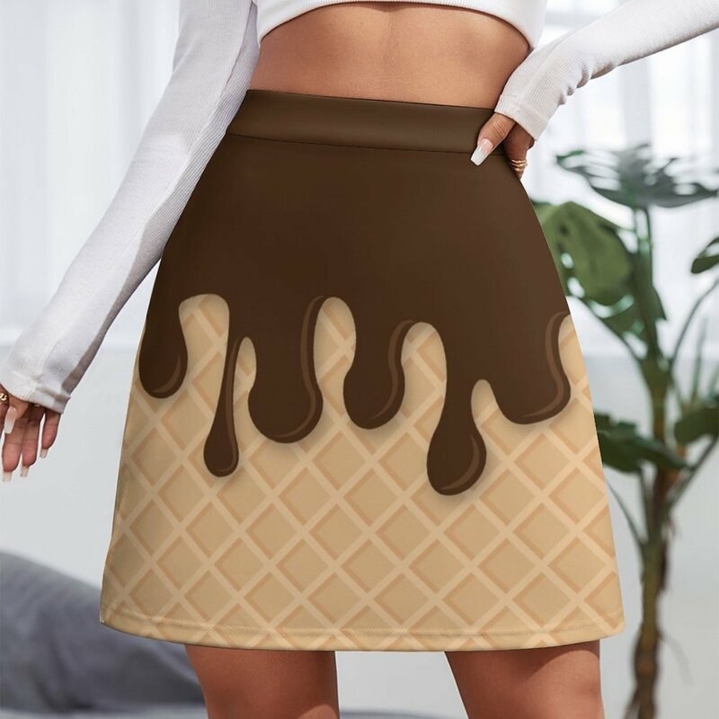 Miss Sundae-minifalda con estampado de chocolate para mujer, vestido de verano, ropa vintage de los años 90, ropa kawaii
