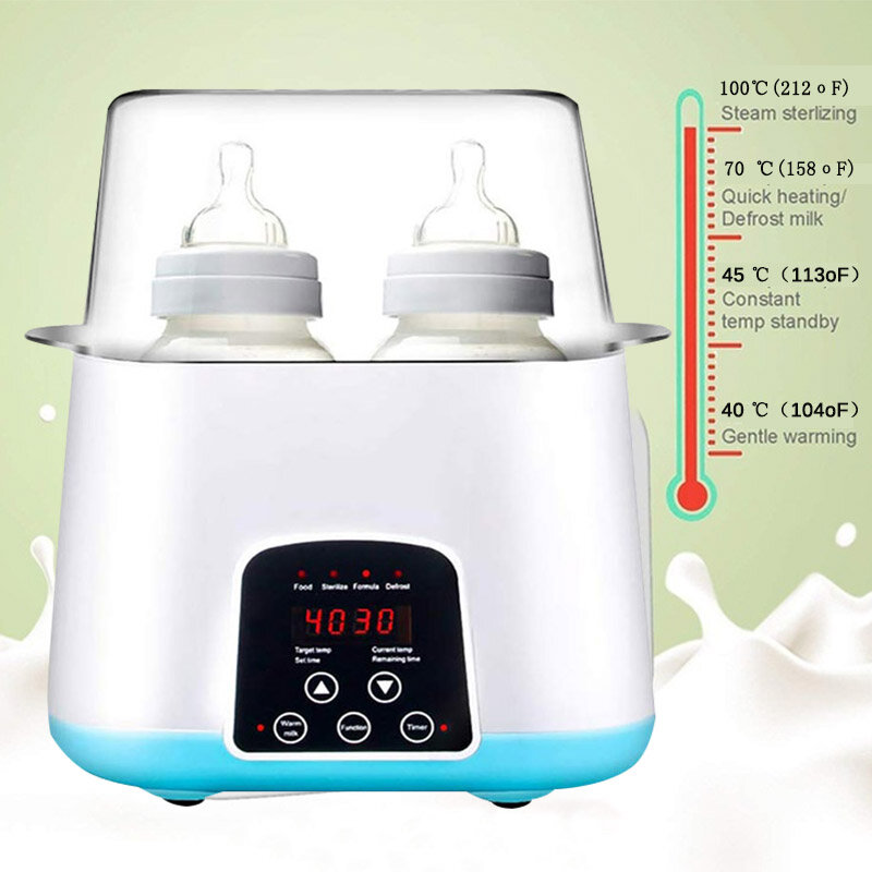 Esterilizador de biberones 6 en 1, termostato inteligente automático multifunción, desinfección de biberones de bebé, calentador de biberones