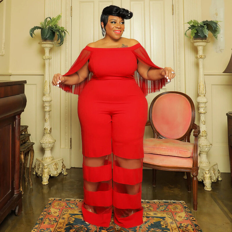 Combishort une pièce à manches en maille pour femme, combinaison patchwork, pantalon large, tenue femme, grande taille, mode élégante, 2023