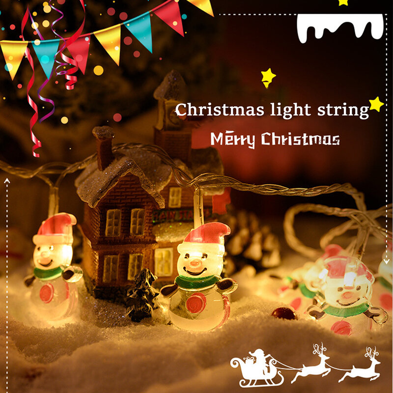 Декоративная гирлянда на рождественскую елку, 10 светодиодов, на батарейках, рождественские декоративные огни для внутреннего и наружного декора, 1,5 м