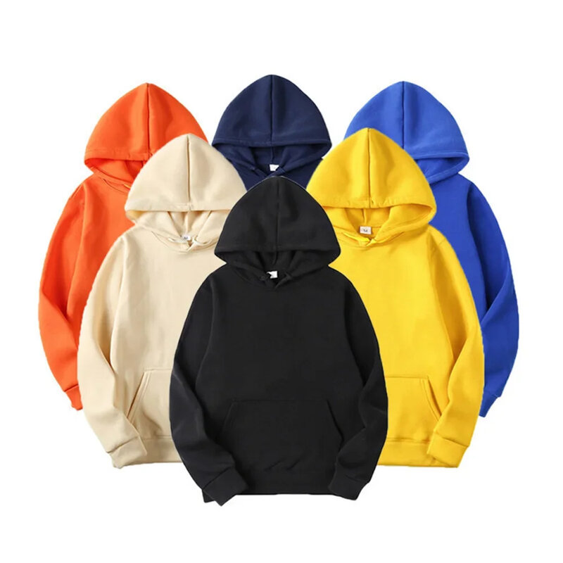 Men's solid color hoodie, casual pullover, fashion top