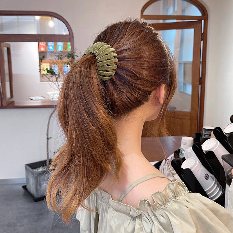2022 New Korean Ball Hair Ornaments Bird Nest Hair Tie Lazy Hairpin Plate Hair Tie High Ponytail Fixed Grab Clip