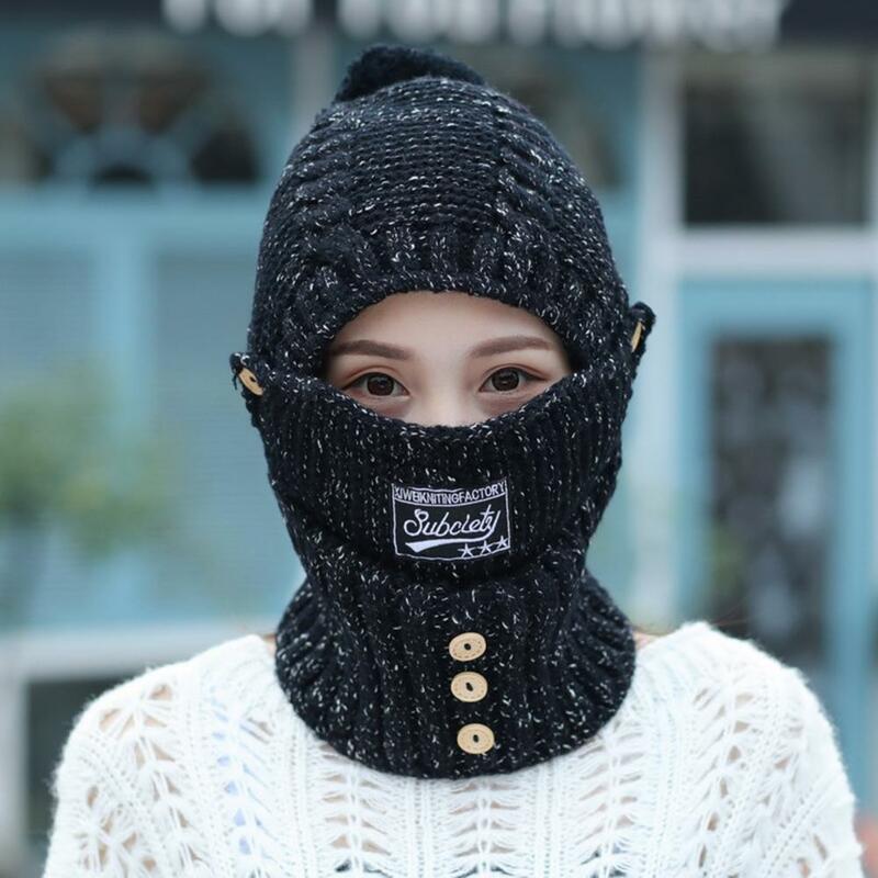 따뜻한 슈퍼 소프트 겨울 니트 모자 여성용, 캐주얼, 편안한, 목을 따뜻하게 하는 니트 모자, 얼굴 커버