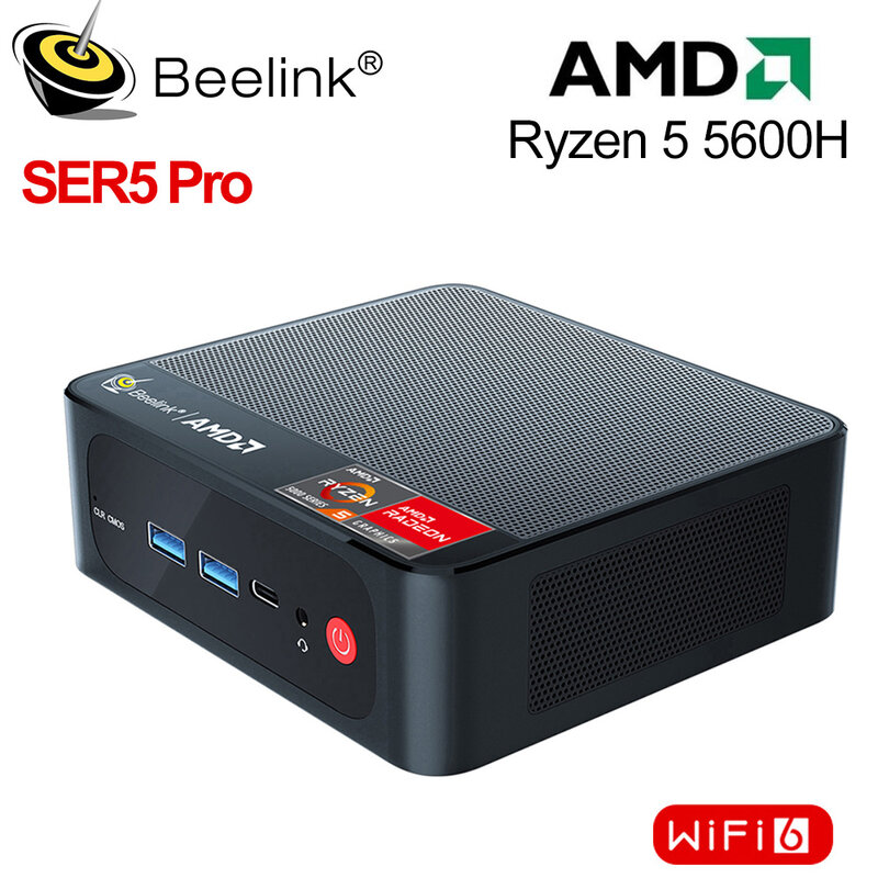 Beelink SER5 Mini PC AMD Ryzen 5 5600H 16GB NVME SSD 500GB 4K Dual HD 1000M Wifi6 Gamer Computer 32GB