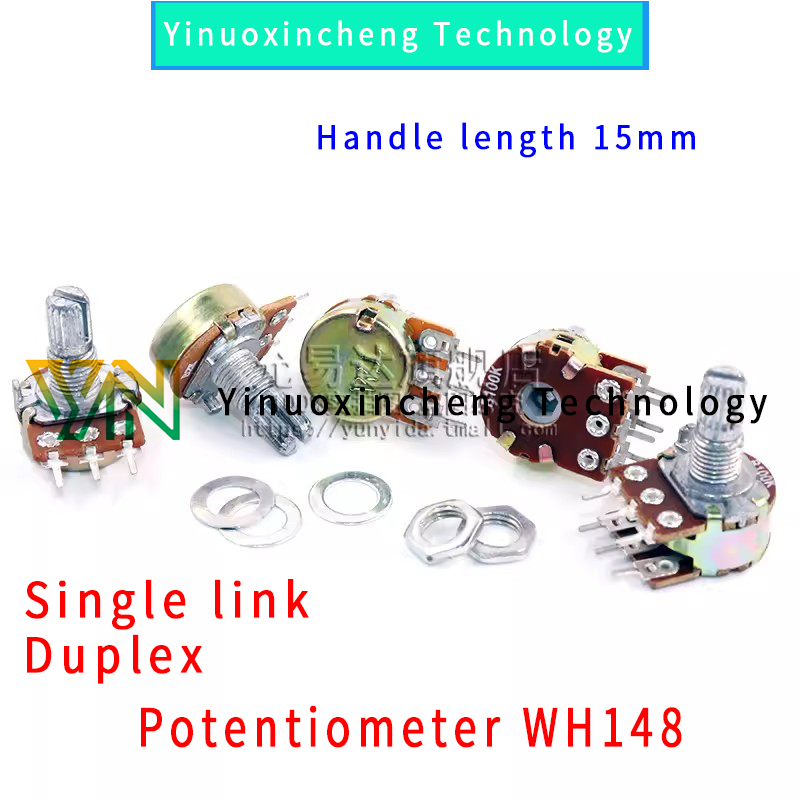 10PCS/LOT Single and double potentiometer WH148 adjustable B1K 2K5K10K20K 50K 100K 500K handle 15mm