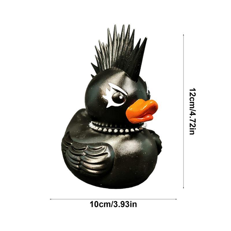 Death rocker Ente Gummi Satan Punk Ente Desktop Ornament gelb schwarz Skulptur Statue für Home Office Schule Dekor