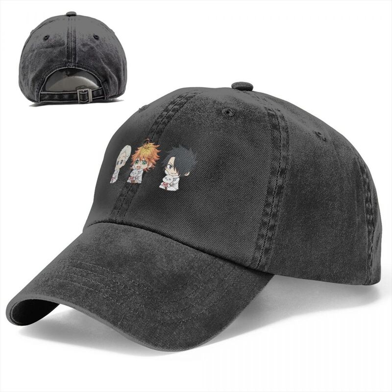 Topi bisbol Neverland Chibis yang dijanjikan topi matahari Denim robek Emma Norman Ray topi Golf gaya uniseks berlari