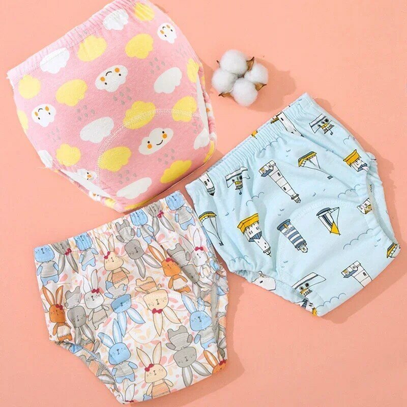 8PC Waterproof Reusable Cotton Baby Training Pants Infant Shorts Underwear Cloth Baby Diaper Nappies Panties Nappy Changing