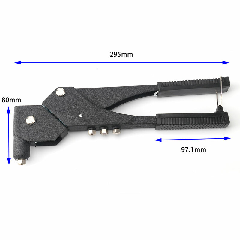 3 Angles Rivet Gun with Swivel Head 60pcs Aluminum Rivets Interchangeable Nozzles