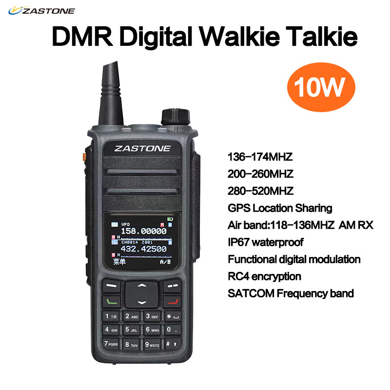 ZASTONE-walkie-talkie UV008 DMR, 1 piezas, Radio bidireccional, banda Dual, 10W, ranura de tiempo Dual, GPS