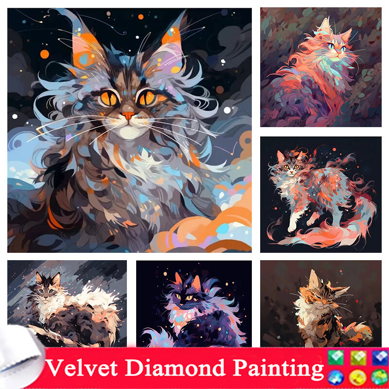 5D Diamond Painting Animal Cat DIY Handmade Water Diamonds Mosaic Cross Stitch Hanging on Wall Art 2024 New Home Decoration 1028