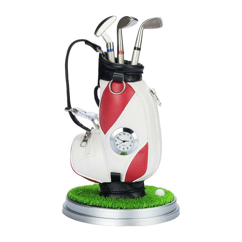 Stylos de golf avec support de sac de golf, cadeaux fantaisie, 3 pièces, stylo en aluminium, porte-crayon, souvenirs de golfeur, décor de bureau