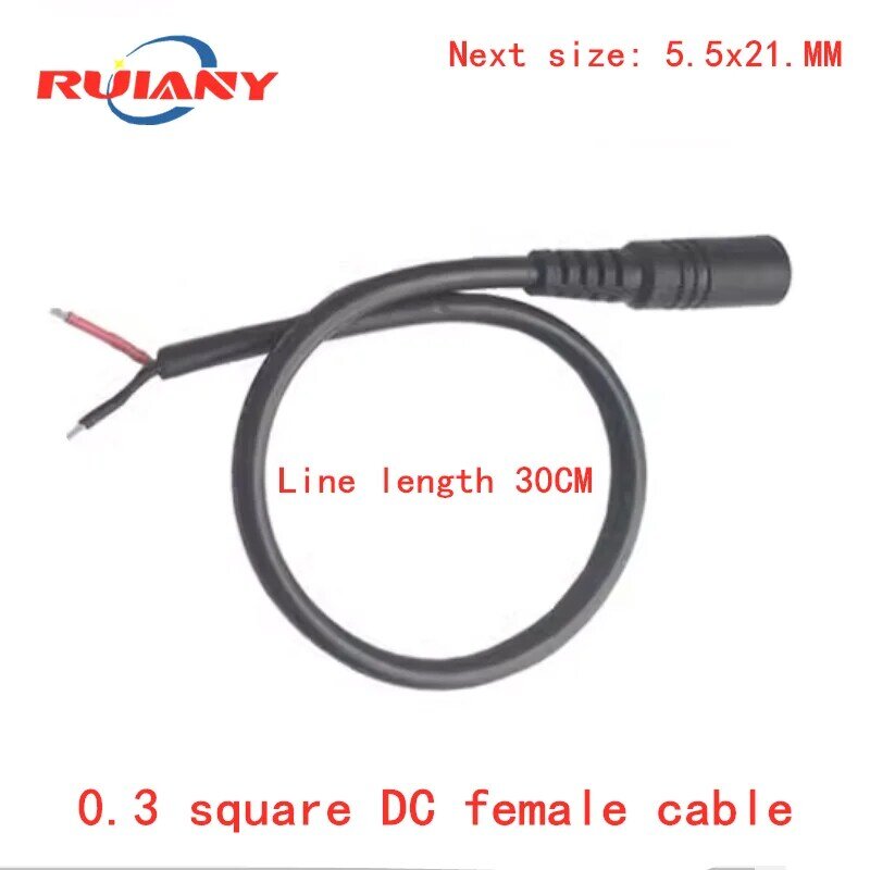 Cable cuadrado de cobre de 18 AWG 0,3, cable de alimentación de CC macho/hembra de 12V, dc5.5 x 2,1mm