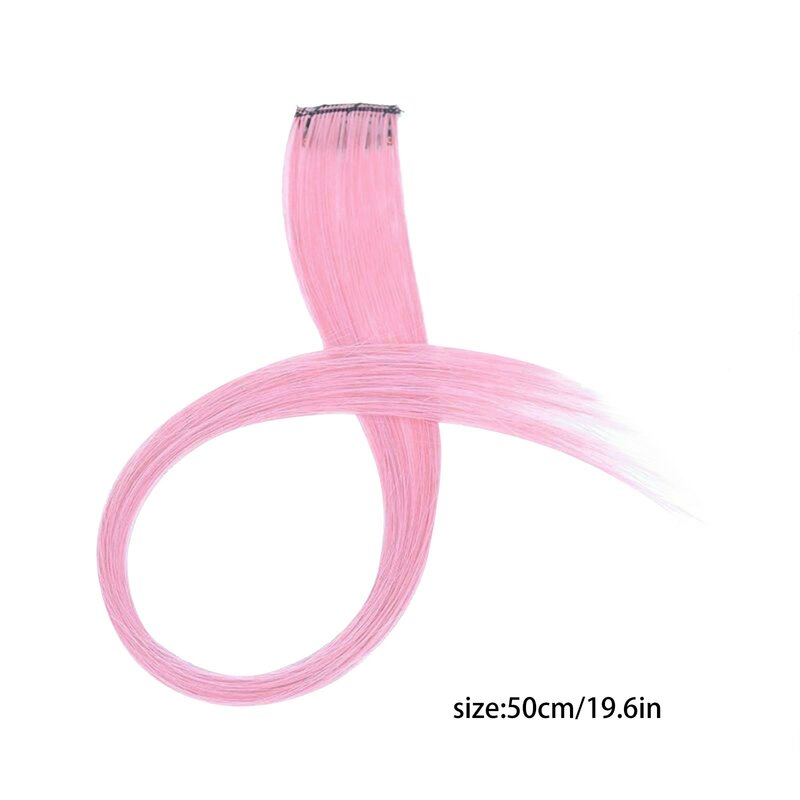 Różowa peruka wisząca ufarbowana na uszy modna dziewczyna peruka bez szwu kolorowe włosy peruka przedłużająca kawałek długa prosta spinka do włosów dla kobiet