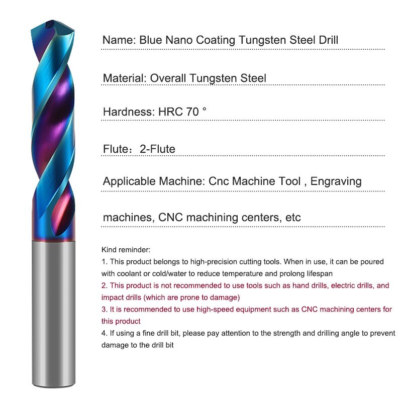 AZZKOR HRC45 HRC55 HRC65 2F Tungsten steel Carbide Drill Bits For CNC Machine Engraving Machine Twist Drill Bit Tools 1.0-18mm