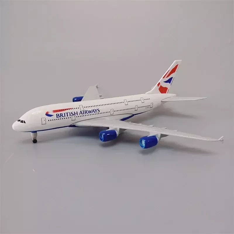 نموذج طائرة من سبائك الألومنيوم ، الطائرات مع التروس الهبوط ، الطائرة الجوية ، المملكة المتحدة والبريطانية الخطوط الجوية ، إيرباص 380 ، A380 ، 20 سنتيمتر