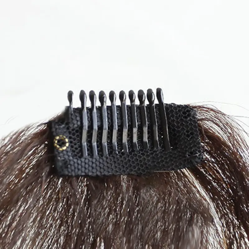 Fashion Wig ekstensi rambut poni palsu, gaya komik tepi Natural Fuffy klip keriting di depan samping rambut palsu